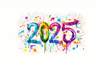 Obraz premium The year is 2025 and it is colorful. The year is written in a creative way with different colors and shapes. Generative AI