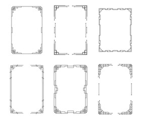 Set of Art deco black calligraphy page dividers. Patterns, ornaments in art deco style. 1920s vintage gold dividers, retro header graphic elements, flourishes vignettes decoration for design. Vector.