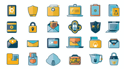 User Folder Protection and security vector icons set