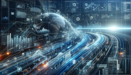 Data Stream Flowing digital grid lines representing the stream of big data analytics. in business innovation abstract theme ,Full depth of field, clean bright tone, high quality ,include copy space, N