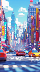 the essence of a bustling cityscape with a Low Poly twist,ai