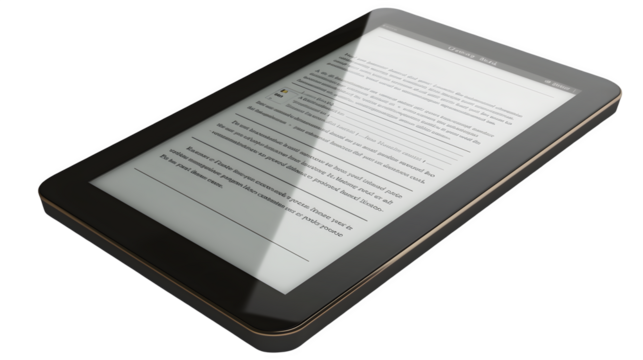 E-Reader PNG: Portable Electronic Reading Device Isolated on White | Transparent Background | Hand Edited Generative AI