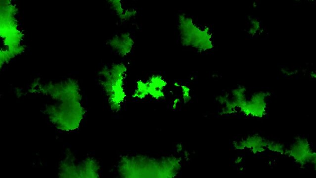Realistic black ink fills in the green screen. Inks transition concept