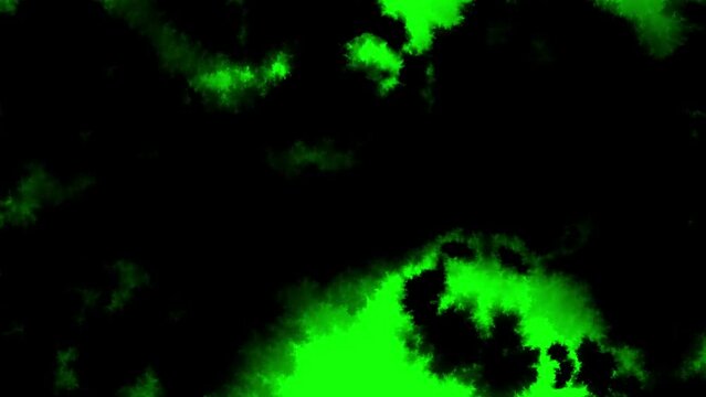 Realistic black ink fills in the green screen. Inks transition concept
