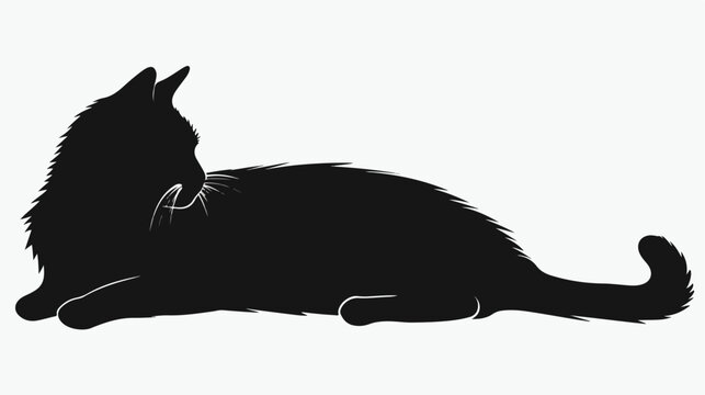 Vector isolated cat silhouette on white background flat