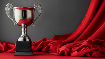 Silver and Red Trophy on Table - obrazy, fototapety, plakaty