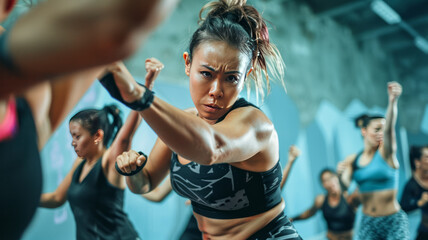 woman training bodycombat,generative ai