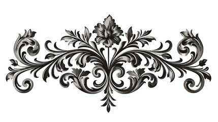 Fototapeta na wymiar Vintage baroque frame scroll ornament engraving borde