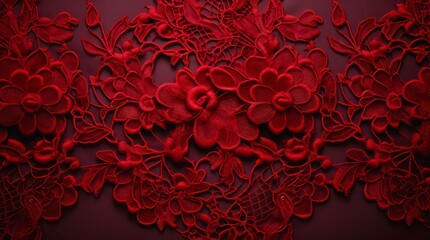 Red floral lace texture.