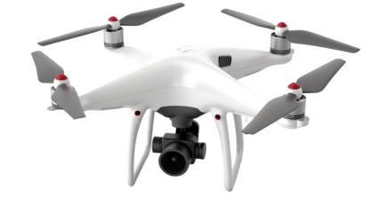 Drone PNG: Aerial Photography Device Isolated on White | Transparent Background | Hand Edited Generative AI