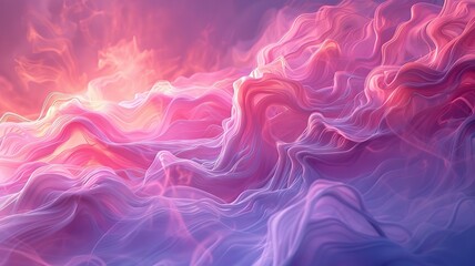 Surreal image of pink streams flowing in dynamic motion on vivid background - obrazy, fototapety, plakaty