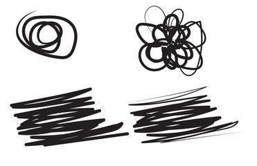 Chalk Texture Stain Set: Hand-Drawn Doodle Effect for Crayon Brush Design, Scratch Frame Shape, Pencil Effect. Ink Brushstroke and Paintbrush Template with different color ink brush strock