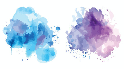 Watercolor transparent abstract splash collection. Co