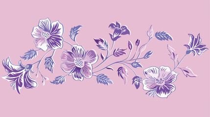Fototapeta na wymiar White patterned purple flower embroidery design 