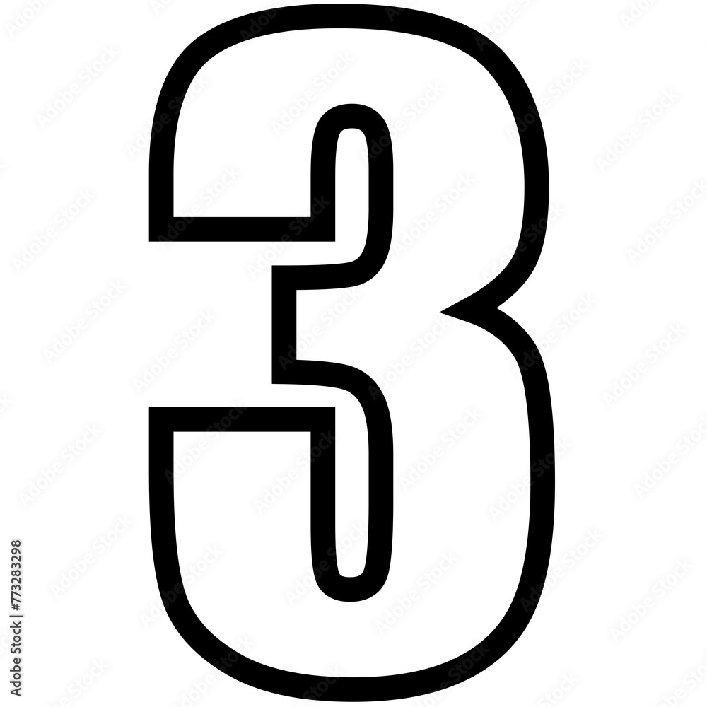 Fototapete number font set, 0-9 numbers, simple round numbers symbol