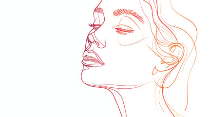 Woman face online continuous drawing single line art