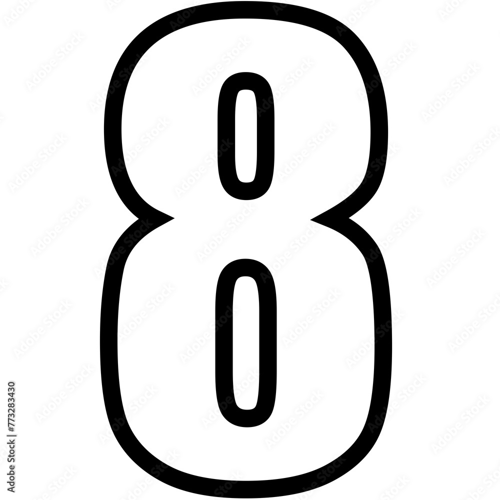 Fototapete Number font set, 0-9 numbers, Simple round numbers symbol