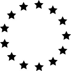 Stars arranged in a circle.  Black star shape, circular frame, frame vector image