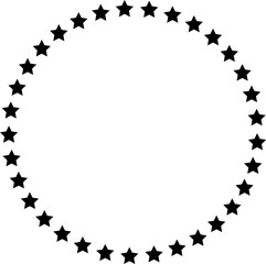 Fototapeta premium Stars arranged in a circle. Black star shape, circular frame, frame vector image