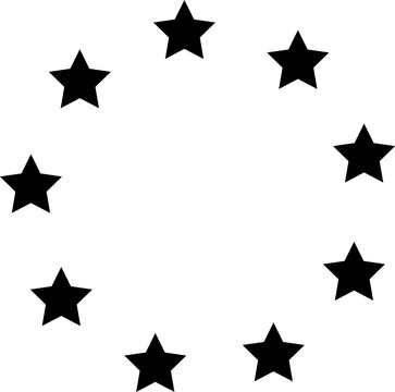 Stars arranged in a circle.  Black star shape, circular frame, frame vector image