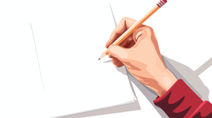 Writing paper and pencil in hand drawn style flat vector
