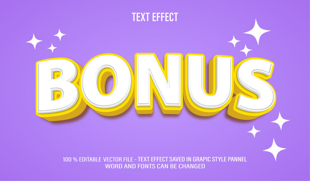 Bonus bold 3d editable text effect style