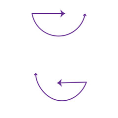  coloring Dual semi-circle arrow. Vector illustration. Semicircular curved thin long double-ended arrow. - obrazy, fototapety, plakaty