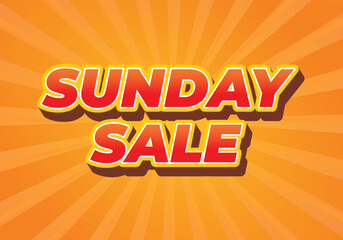 Sunday sale. Text effect in 3D style and eye catching colors