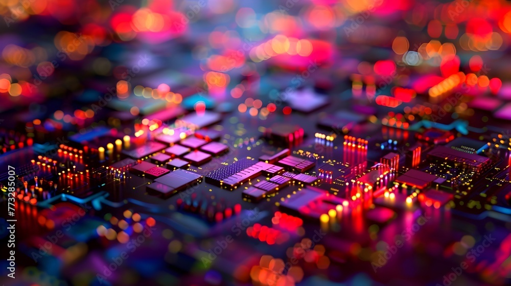 Aufkleber futuristic chiplet-based processor circuits glowing with technological innovation