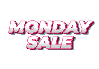 Monday sale. Text effect in 3D style with eye catching colors
