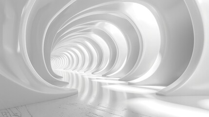 Abstract White Tunnel 3d Background. 3d Render illustration