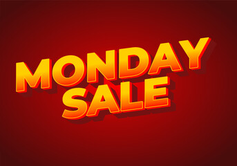 Monday sale. Text effect in 3D style with eye catching colors