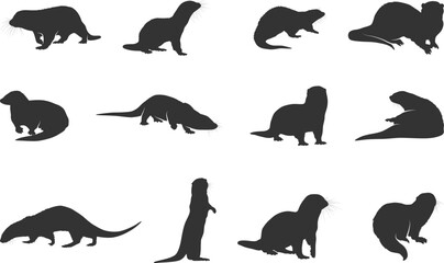 Otter silhouette, Otter svg, Cute otter silhouette, Sea otter silhouette, Otter vector illustration