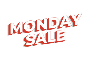 Monday sale. Text effect in 3D style with eye catching colors
