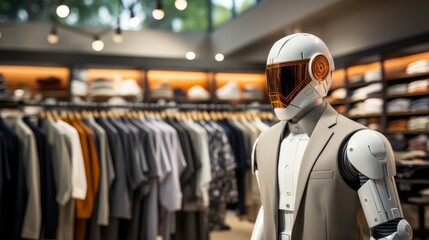 Explore the ultimate collection of futuristic robot costumes at store of the future - obrazy, fototapety, plakaty