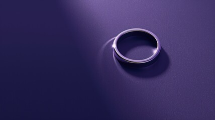 Minimalist image of a ring on a purple surface. - obrazy, fototapety, plakaty