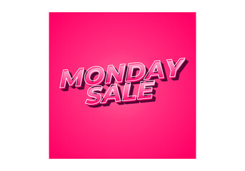 Monday sale. Text effect in 3D style with eye catching colors