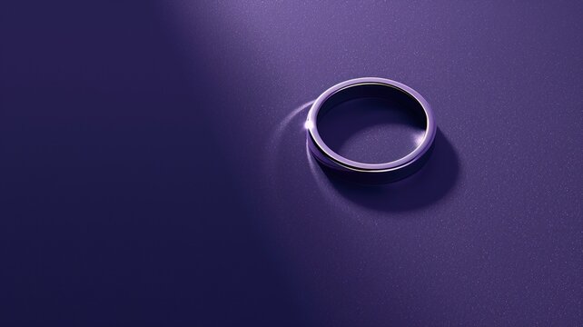 Minimalist image of a ring on a purple surface.