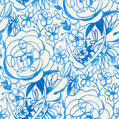 Seamless pattern with watercolor flowers.