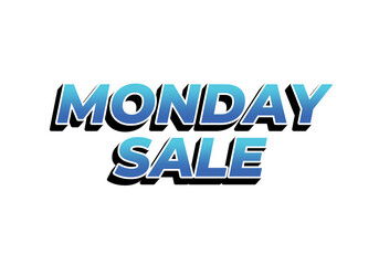 Monday sale. Text effect in 3D style with eye catching colors
