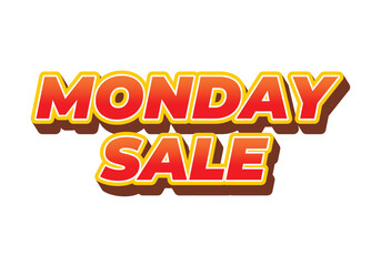 Monday sale. Text effect in 3D style with eye catching colors
