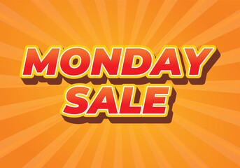Monday sale. Text effect in 3D style with eye catching colors