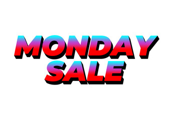 Monday sale. Text effect in 3D style with eye catching colors