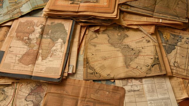 Antique map collection, world explored, walls of wanderlust