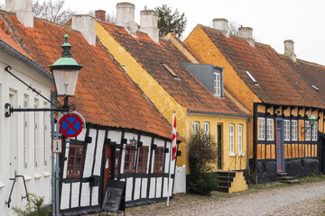 Schöne Fachwerkhäuser, Overgade, Ebeltoft, Djursland, Dänemark
