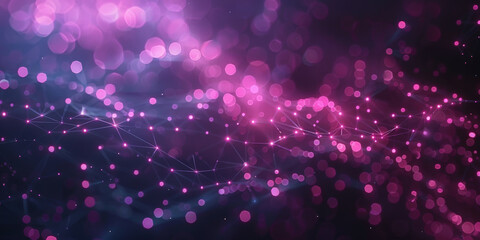 3d pink abstract with digital connections and lines waves, dots representing digital binary data. Concept for big data, deep machine learning, artificial intelligence, business technology ,futuristic - obrazy, fototapety, plakaty