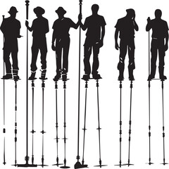Set of Silhouette Black man vector illustration. Silhouette Standing man vector collection