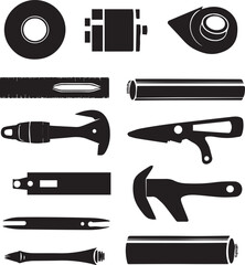 Set of repair tools silhouette vector illustration. Black Repair tools vector collection