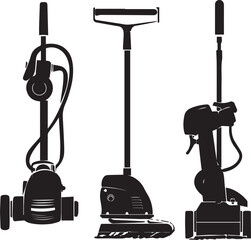 Set of vacuum cleaner silhouettes vector illustration.Black Silhouette  Vacuum cleaner vector collection for designer