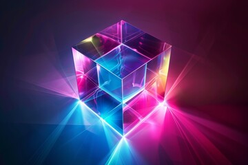 the light spectrum reflected from a crystal cube
 - obrazy, fototapety, plakaty